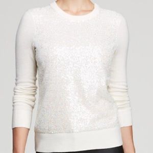 KATE SPADE IVORY WHITE SEQUIN WOOL SWEATER